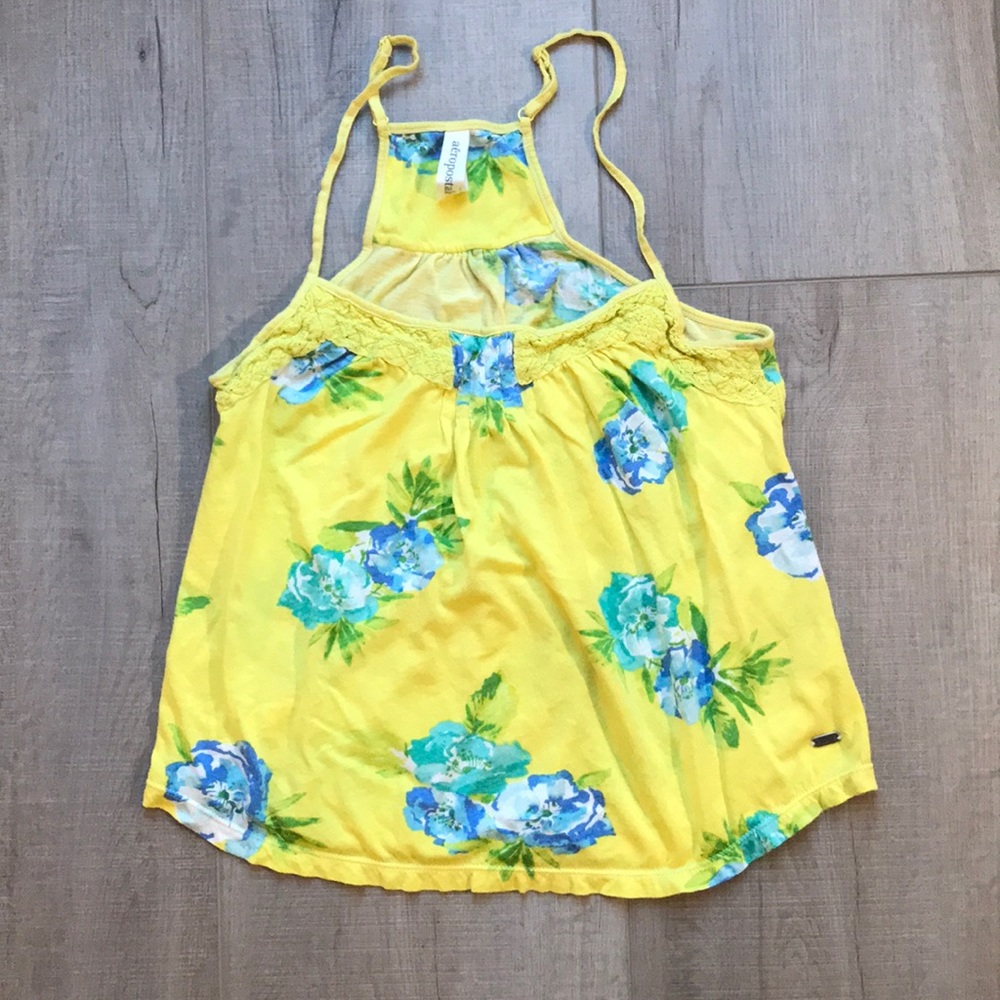 Aéropostale Pink and Blue Floral Tank Top